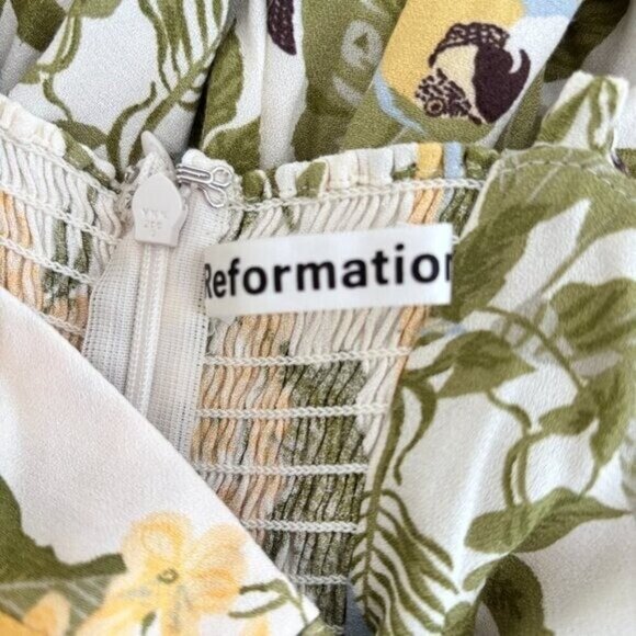 Reformation Rianne Midi Dress - Tropics Print Yellow Size 0 - Picture 9 of 10